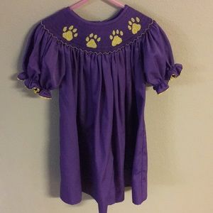 Purple Smocked LSU Tigers Dress Sz 6